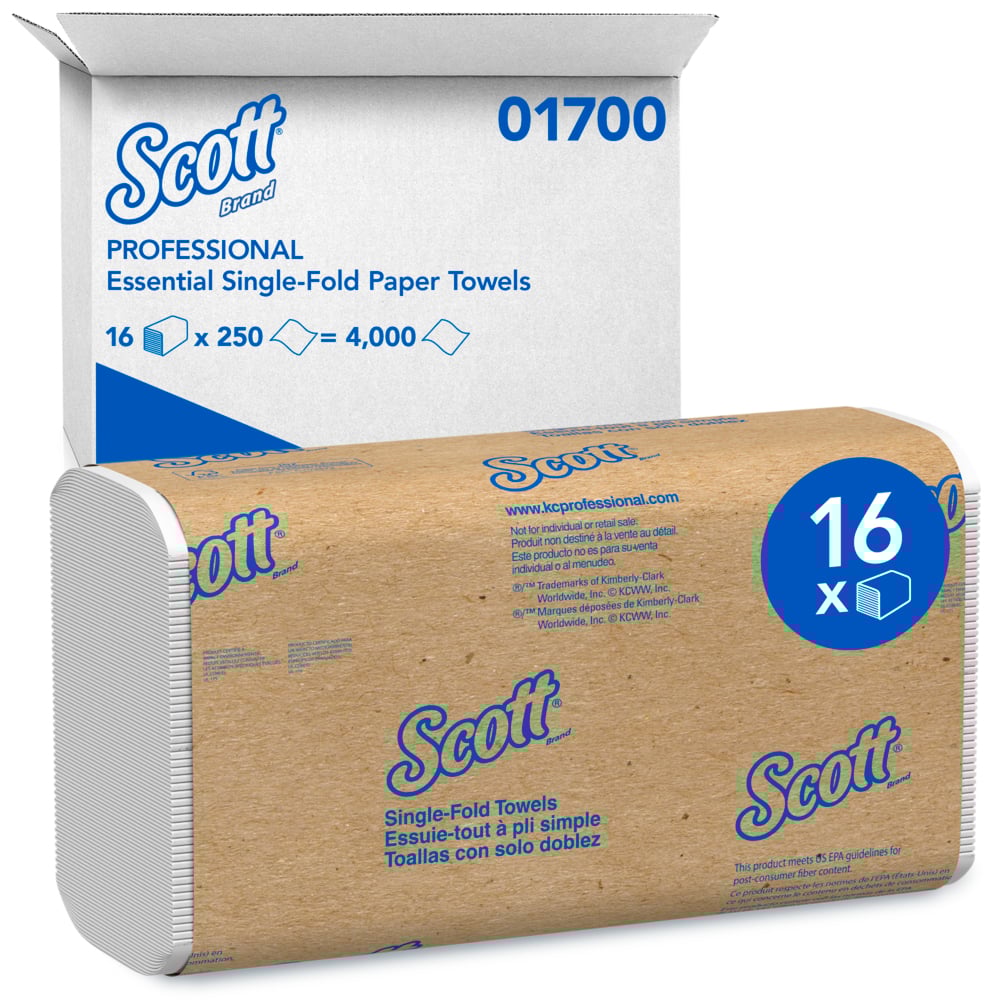 Scott Single Fold Towels - White 250 sht/pkg