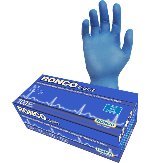 Blurite Nitrile Blue Examination Glove Powder Free Medium 100x10