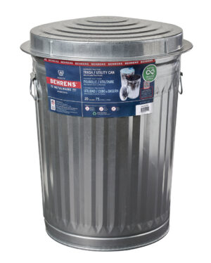 75L GALV STEEL TRASH CAN AND LID
